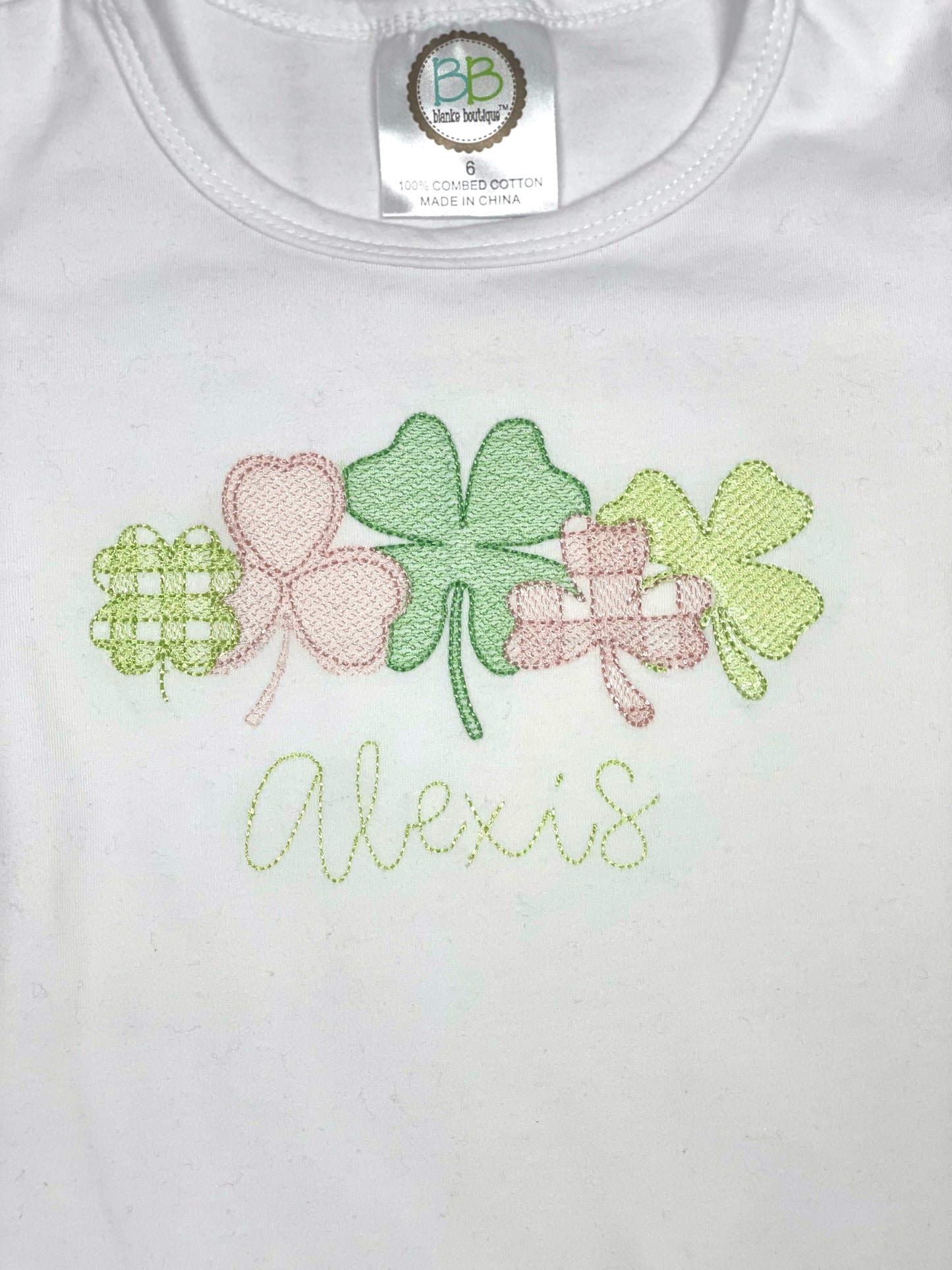 Embroidery: Clover embroidery with name