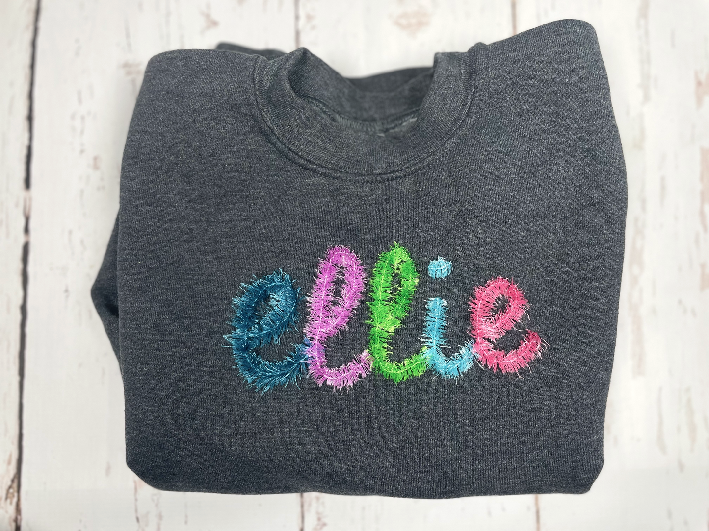 Embroidery: Fringe stitch monogram