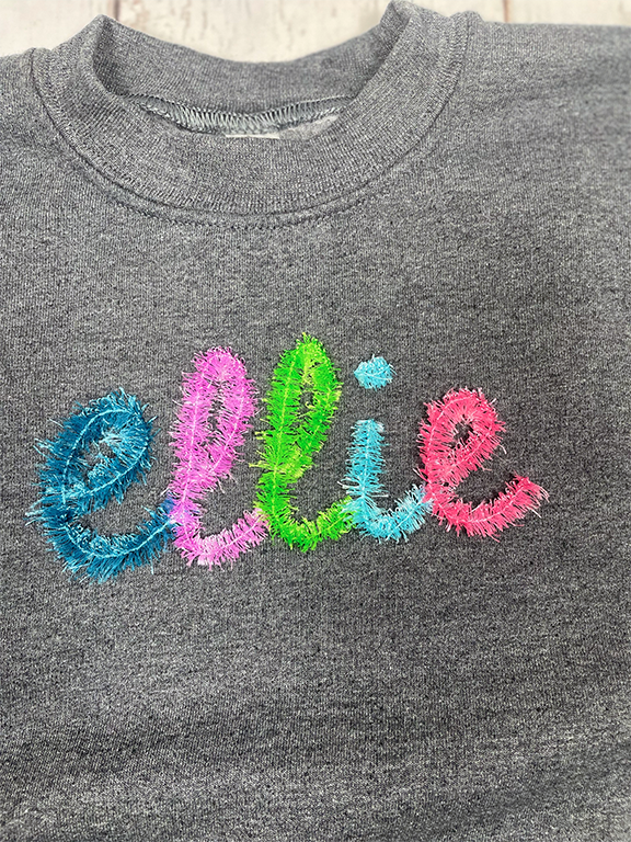 Embroidery: Fringe stitch monogram