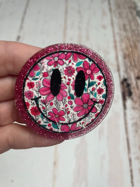 BADGE: Floral smiley face