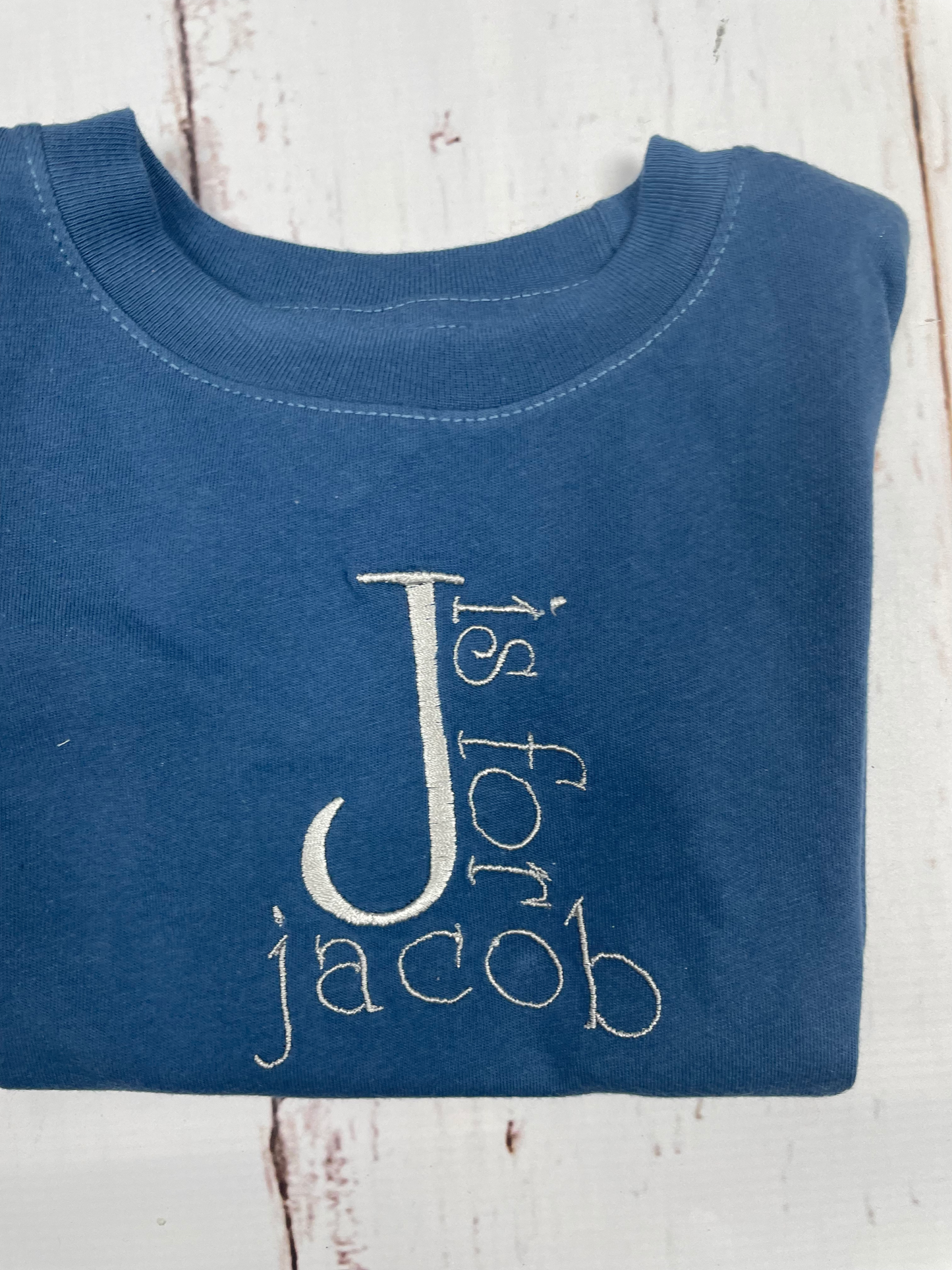 Embroidery: J is for Jacob custom name embroidery