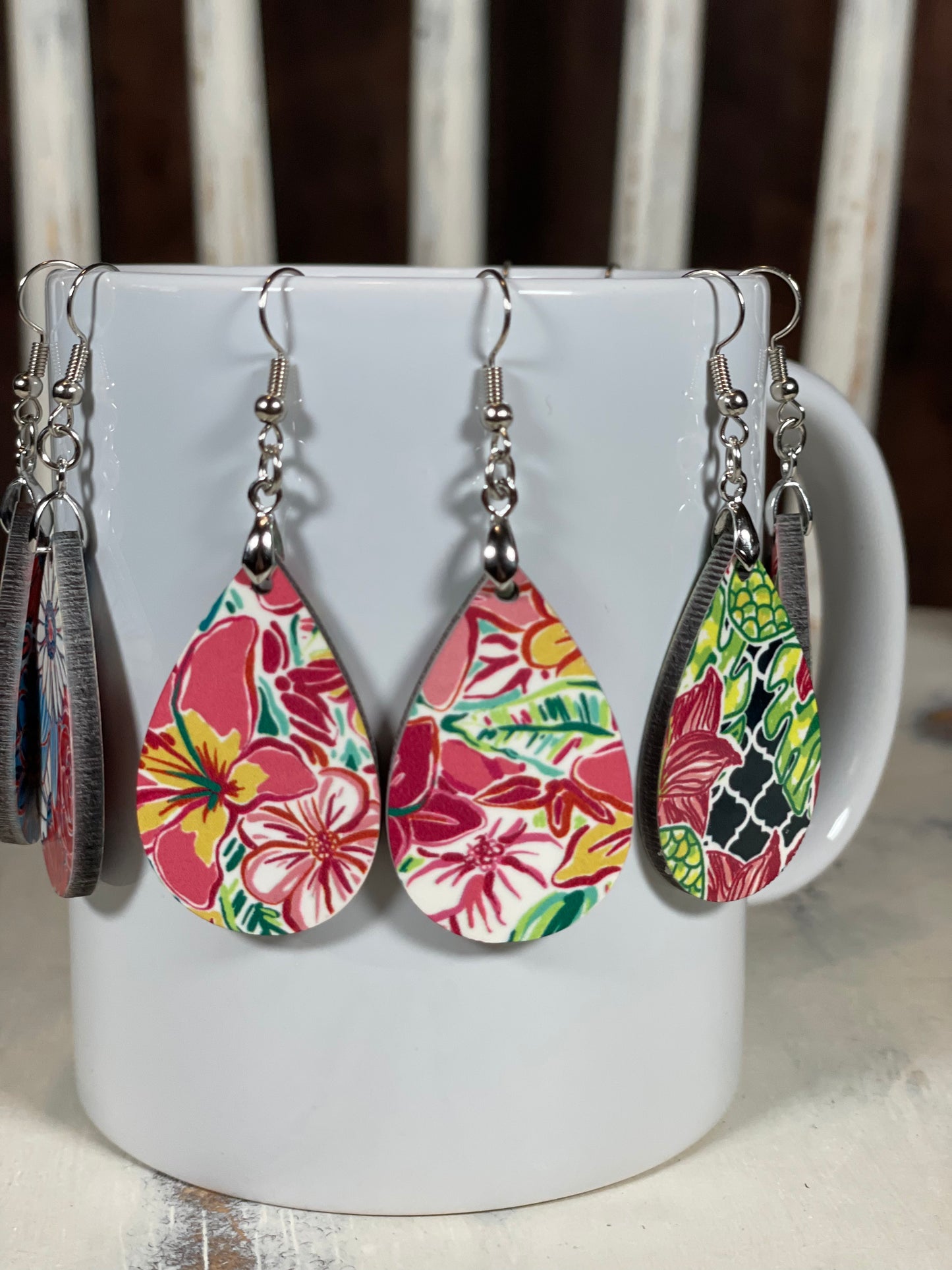 Earrings: Bright florals