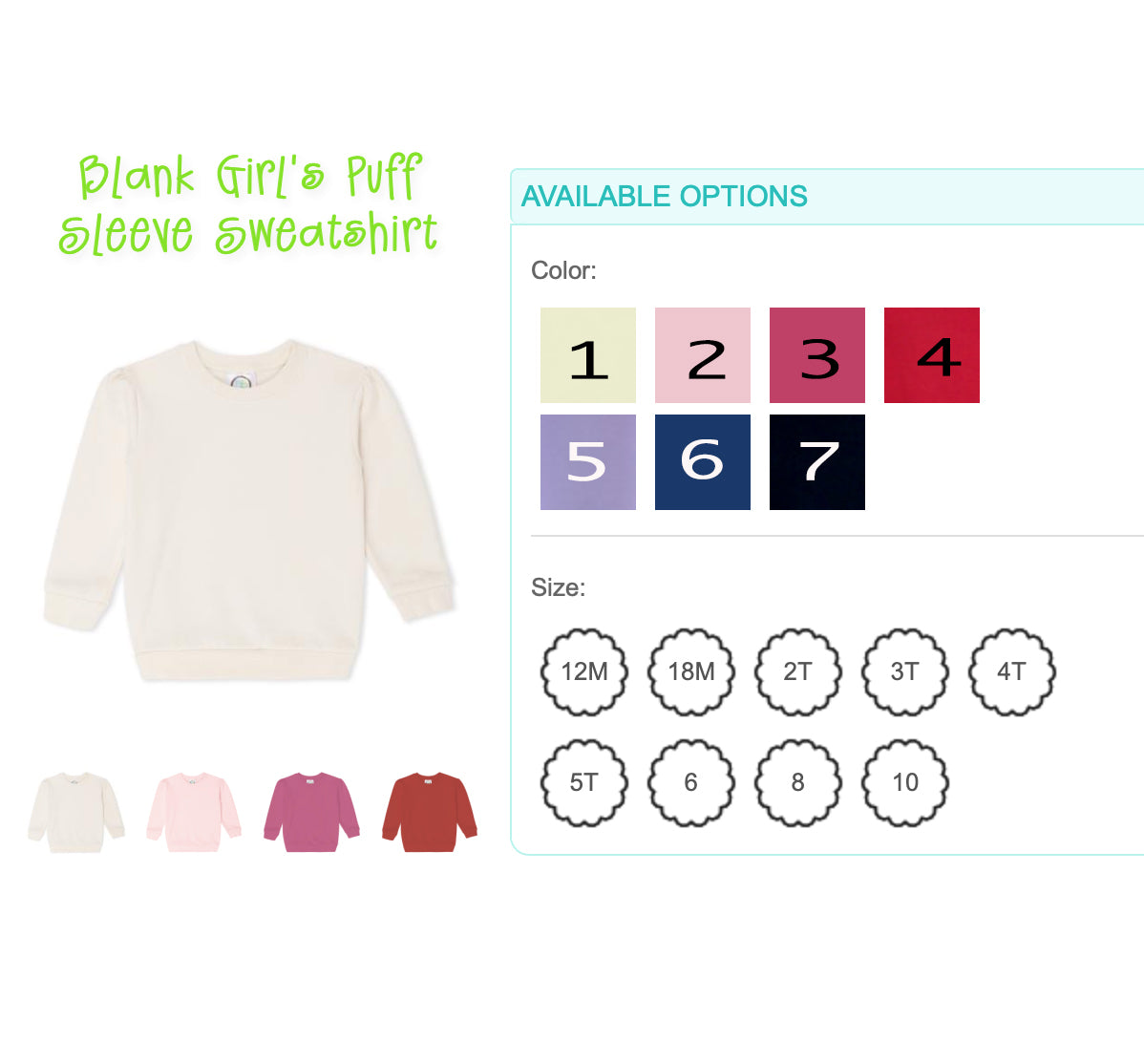 INFANT: Girl's puff sleeve sweatshirt